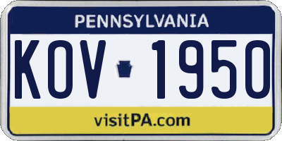 PA license plate KOV1950