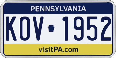 PA license plate KOV1952