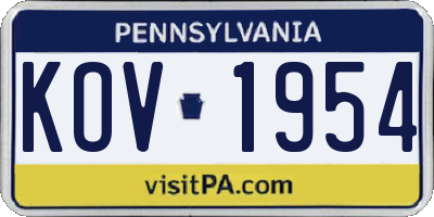 PA license plate KOV1954