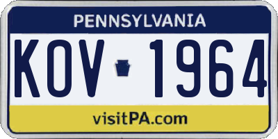 PA license plate KOV1964