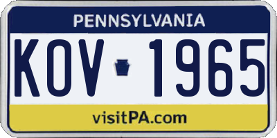 PA license plate KOV1965