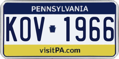 PA license plate KOV1966