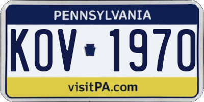 PA license plate KOV1970