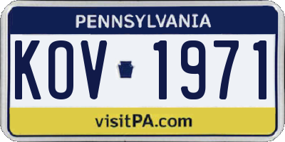 PA license plate KOV1971