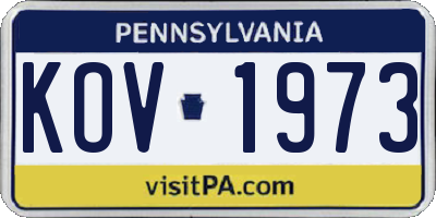 PA license plate KOV1973
