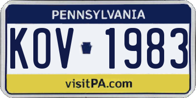 PA license plate KOV1983
