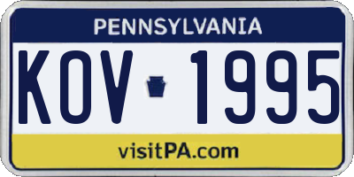 PA license plate KOV1995