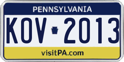 PA license plate KOV2013