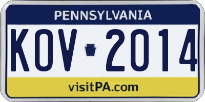 PA license plate KOV2014