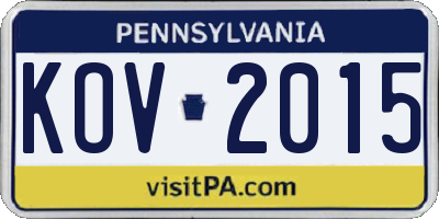 PA license plate KOV2015