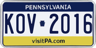 PA license plate KOV2016