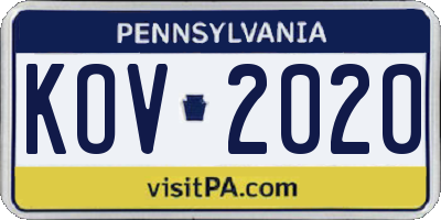 PA license plate KOV2020