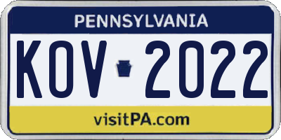 PA license plate KOV2022