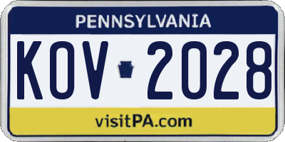 PA license plate KOV2028