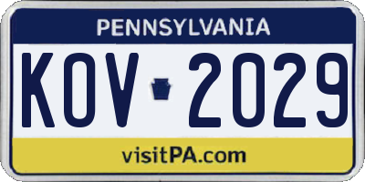 PA license plate KOV2029