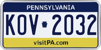 PA license plate KOV2032
