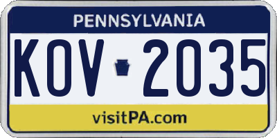 PA license plate KOV2035