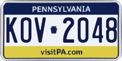 PA license plate KOV2048