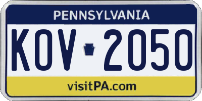 PA license plate KOV2050