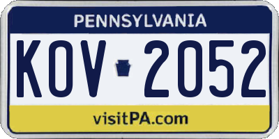 PA license plate KOV2052