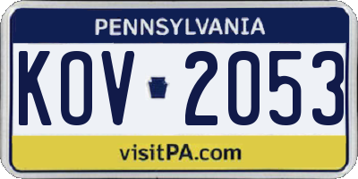 PA license plate KOV2053