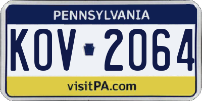 PA license plate KOV2064