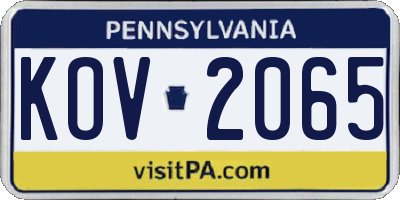 PA license plate KOV2065