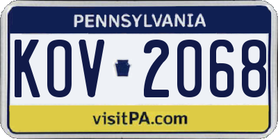PA license plate KOV2068