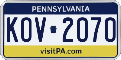 PA license plate KOV2070