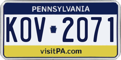 PA license plate KOV2071