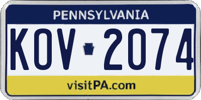 PA license plate KOV2074