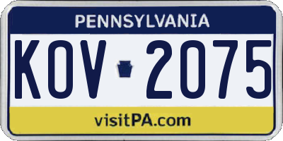 PA license plate KOV2075