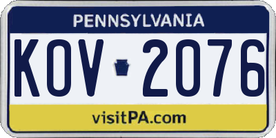 PA license plate KOV2076