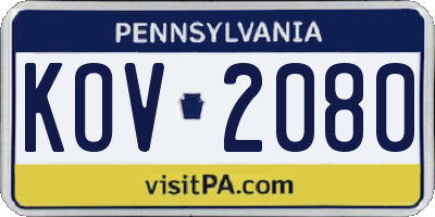 PA license plate KOV2080