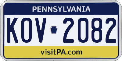 PA license plate KOV2082