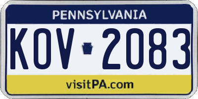 PA license plate KOV2083
