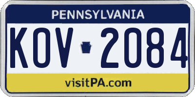 PA license plate KOV2084