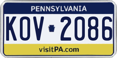 PA license plate KOV2086