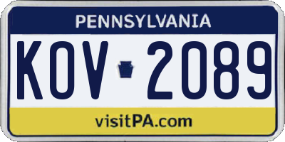 PA license plate KOV2089