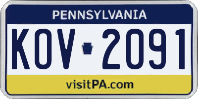 PA license plate KOV2091