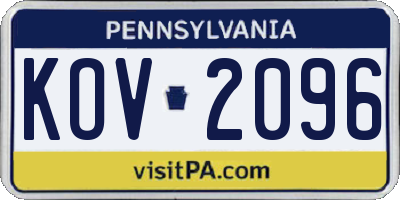 PA license plate KOV2096