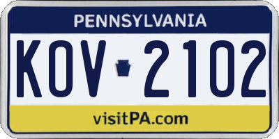PA license plate KOV2102