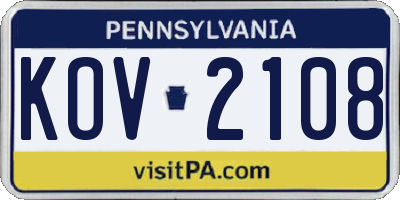 PA license plate KOV2108