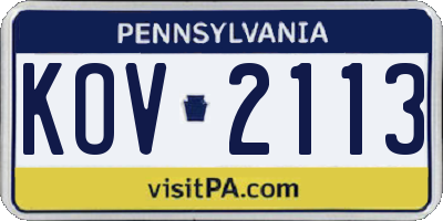 PA license plate KOV2113