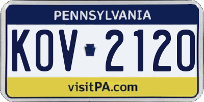 PA license plate KOV2120