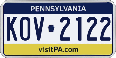 PA license plate KOV2122