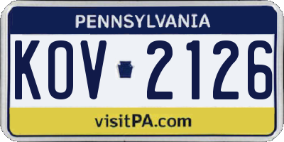 PA license plate KOV2126