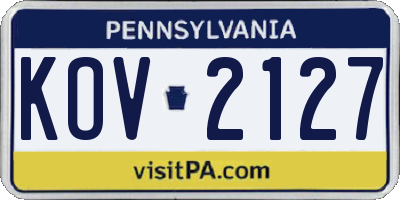 PA license plate KOV2127