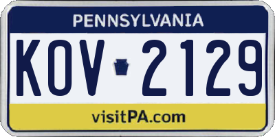 PA license plate KOV2129