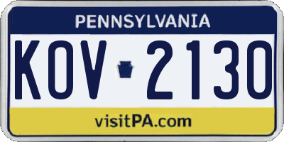 PA license plate KOV2130